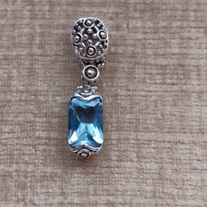 Silver Tone Synthetic Blue Multi Faceted Pendant